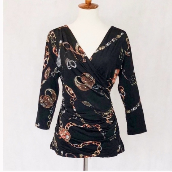 Carmen Marc Valvo Tops - Carmen Marc Valvo Pattern Side Ruched Top